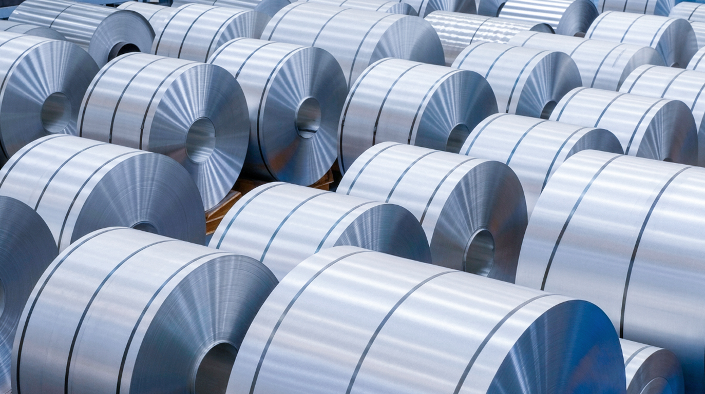 Steel coil products in a manufacturing facility