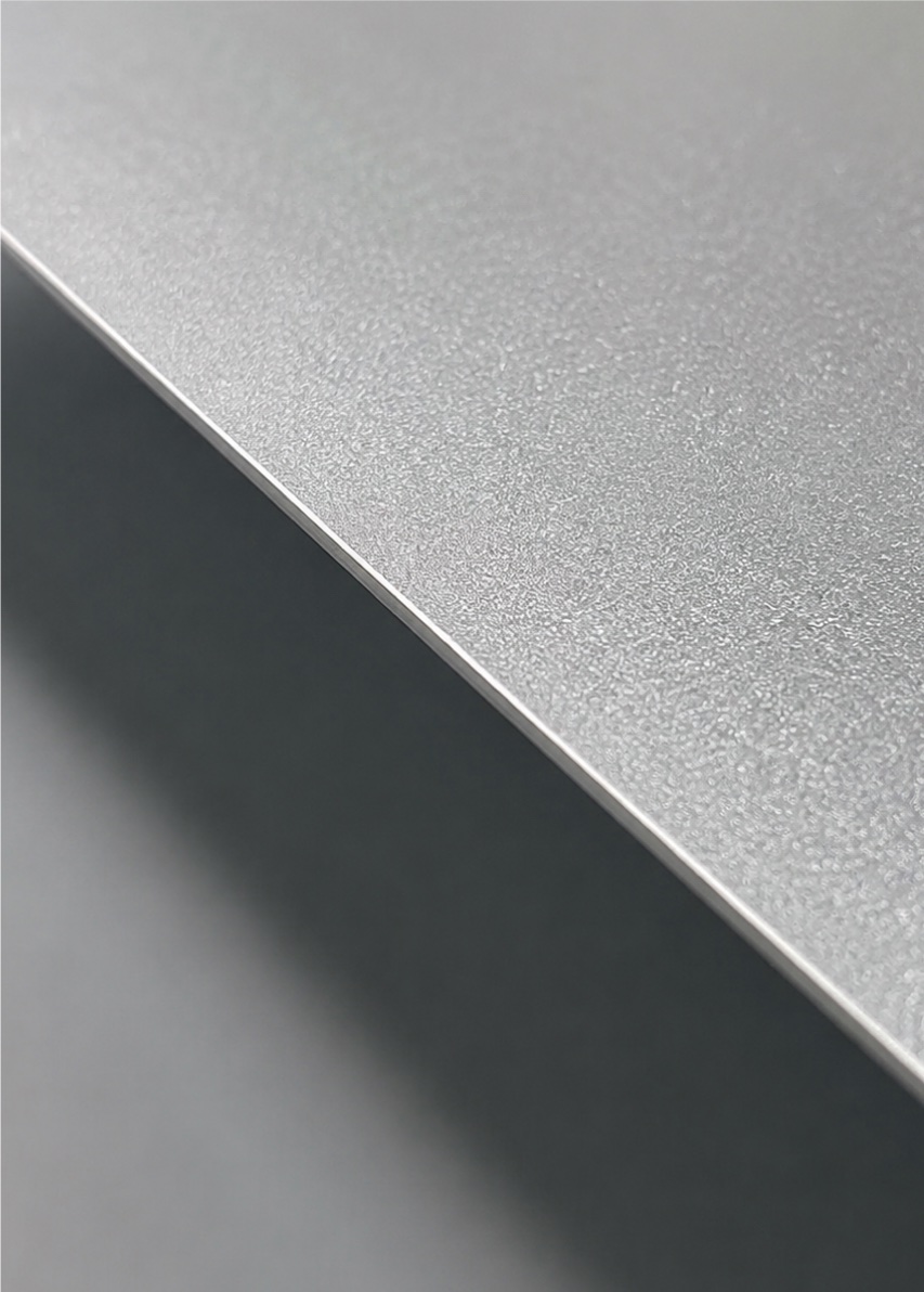 Layered matte gray coated steel sheets