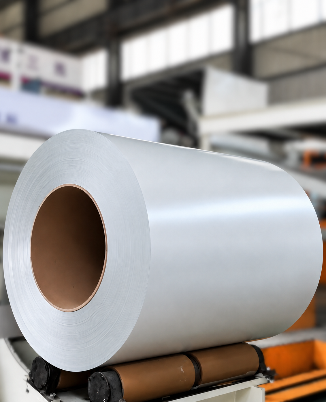 Prepainted steel coil on a coating production line