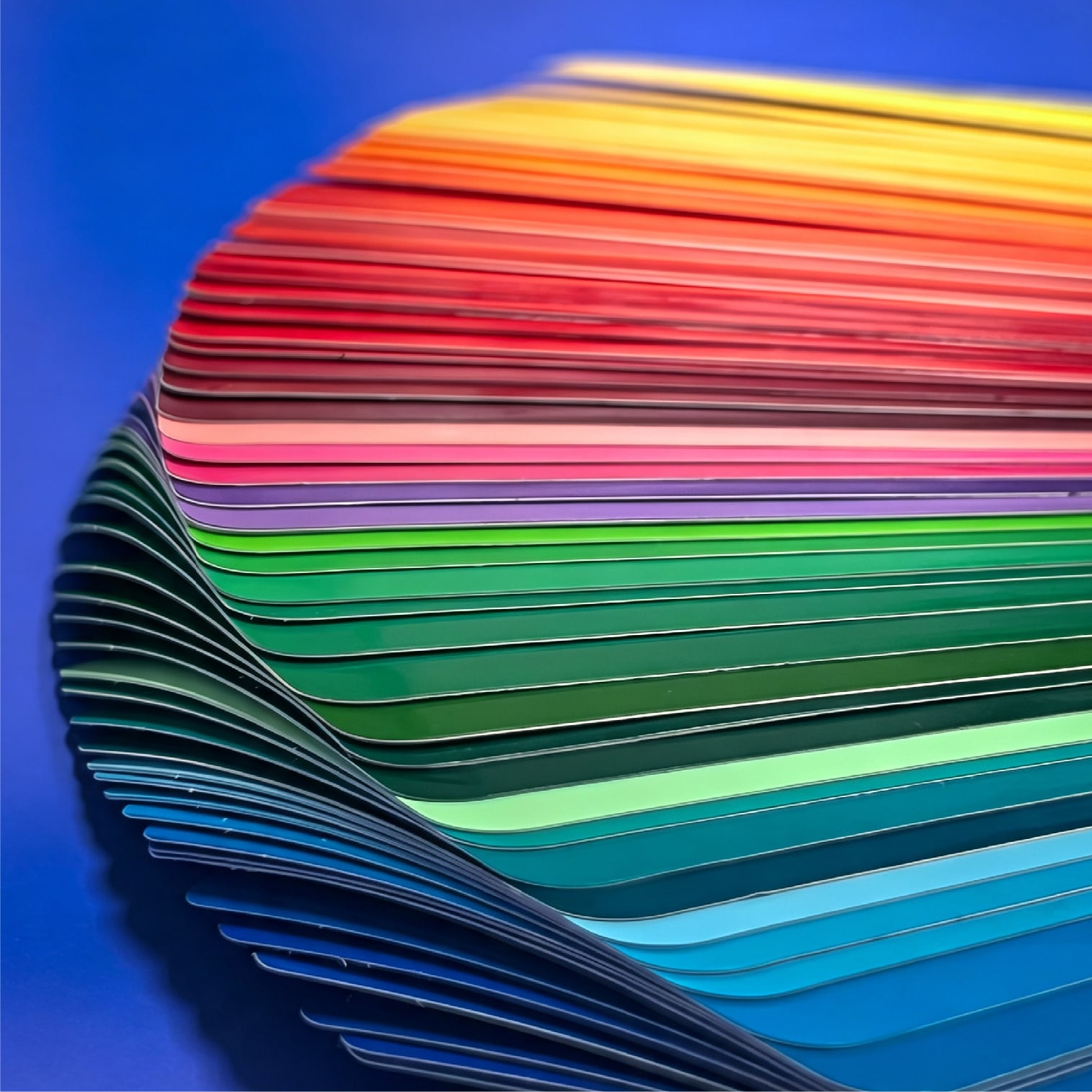 Collection of colorful coated steel samples